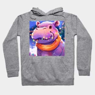 Cute Hippopotamus Drawing Hoodie